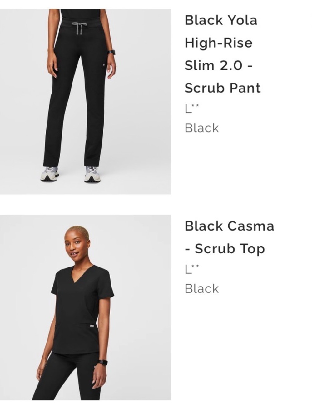 Figs Black Straight-Leg Scrub Set